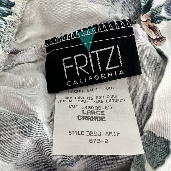 Womens VTG Fritzi CA L Flowy Skirt Midi Pleated Floral Roses Flared Modest - Picture 6 of 12